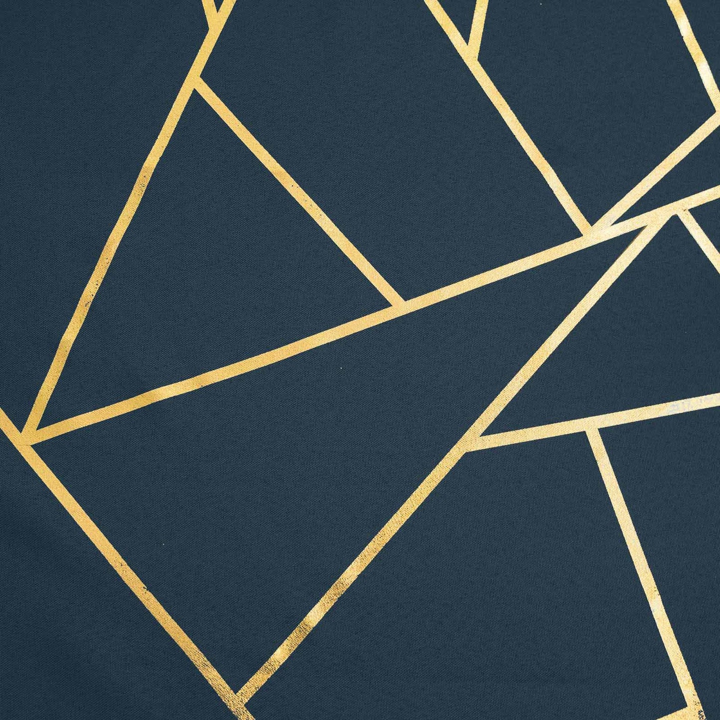 Polyester 9ft Table Runner Navy Blue with Gold Foil Modern Geometric Accent