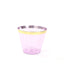 25-Pack Plastic Party Cups Transparent Purple Crystal with Gold Rim - Stylish Short Disposable Glasses 9oz