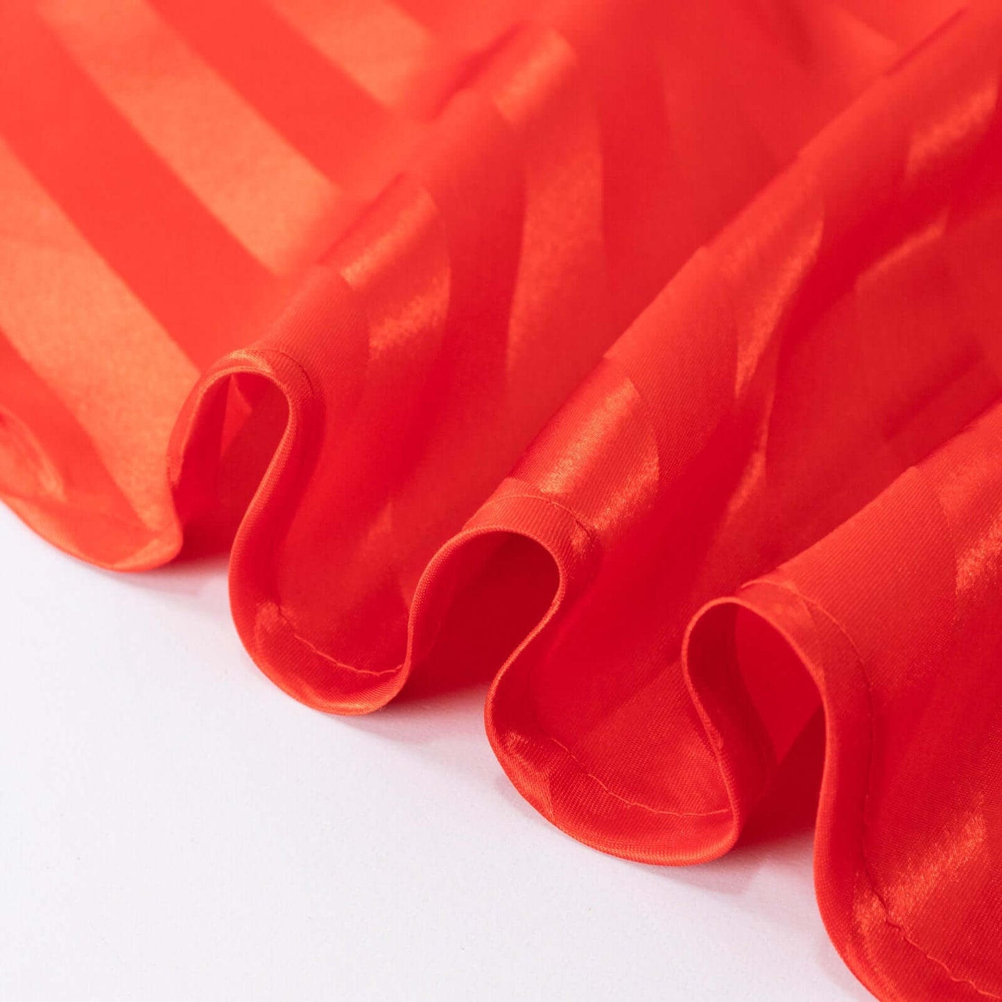 Satin Striped 120" Round Tablecloth Red - Silky Smooth Seamless Table Cover