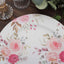 6-Pack Plastic Round Charger Plates 13" in White with Assorted Rose Floral Print, Decorative Dinner Party Charger Tableware