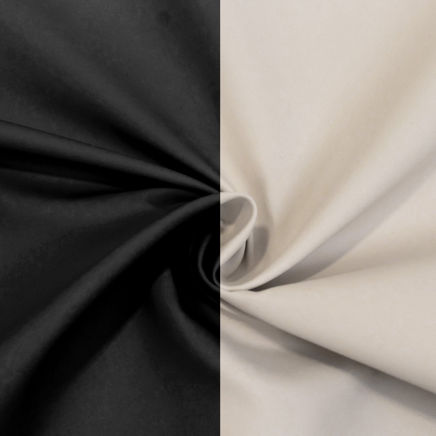 Lamour Satin Blackout Curtains 10ft x 10ft Panels Black/Ivory | Water-Resistant PU-Coated Double Sided Backdrop for Weddings & Events