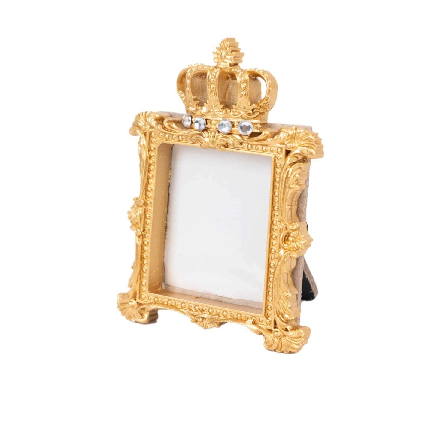 4-Pack Picture Frames Gold Resin Royal Crown Design Square - Baroque Wedding Place Card Holders & Party Favors 3.5"