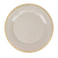 6-Pack Acrylic Round Charger Plates 13" in Taupe with Gold Beaded Rim, Decorative Dinner Party Charger Tableware