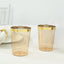 25-Pack Plastic Tumbler Cups Transparent Amber Gold with Gold Rim - Stylish Disposable Party Glasses 10oz