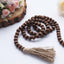 55" Brown Rustic Boho Chic Wood Bead Garland With Tassels, Farmhouse Country Wood Bead Chain