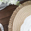 4-Pack Placemats Fringed Edge Design Natural Rustic Burlap Jute Round - Farmhouse Style Table Mats with Trim 15"