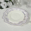 25-Pack Paper Dessert Plates in White with Lavender Lilac Damask Floral Print & Scallop Rim - Stylish Disposable 300GSM Floral Salad Appetizer Plates 8"