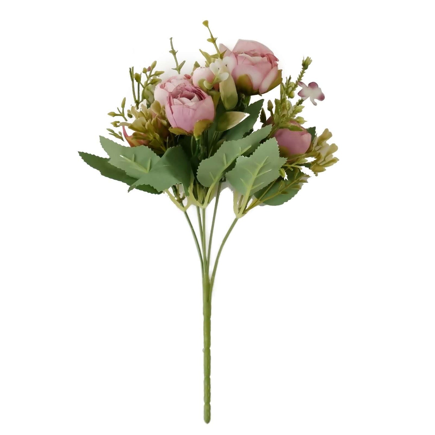 4 Pack 12" Artificial Dusty Rose Ranunculus Silk Flower Bridal Bouquets, Faux Buttercup Floral Arrangement