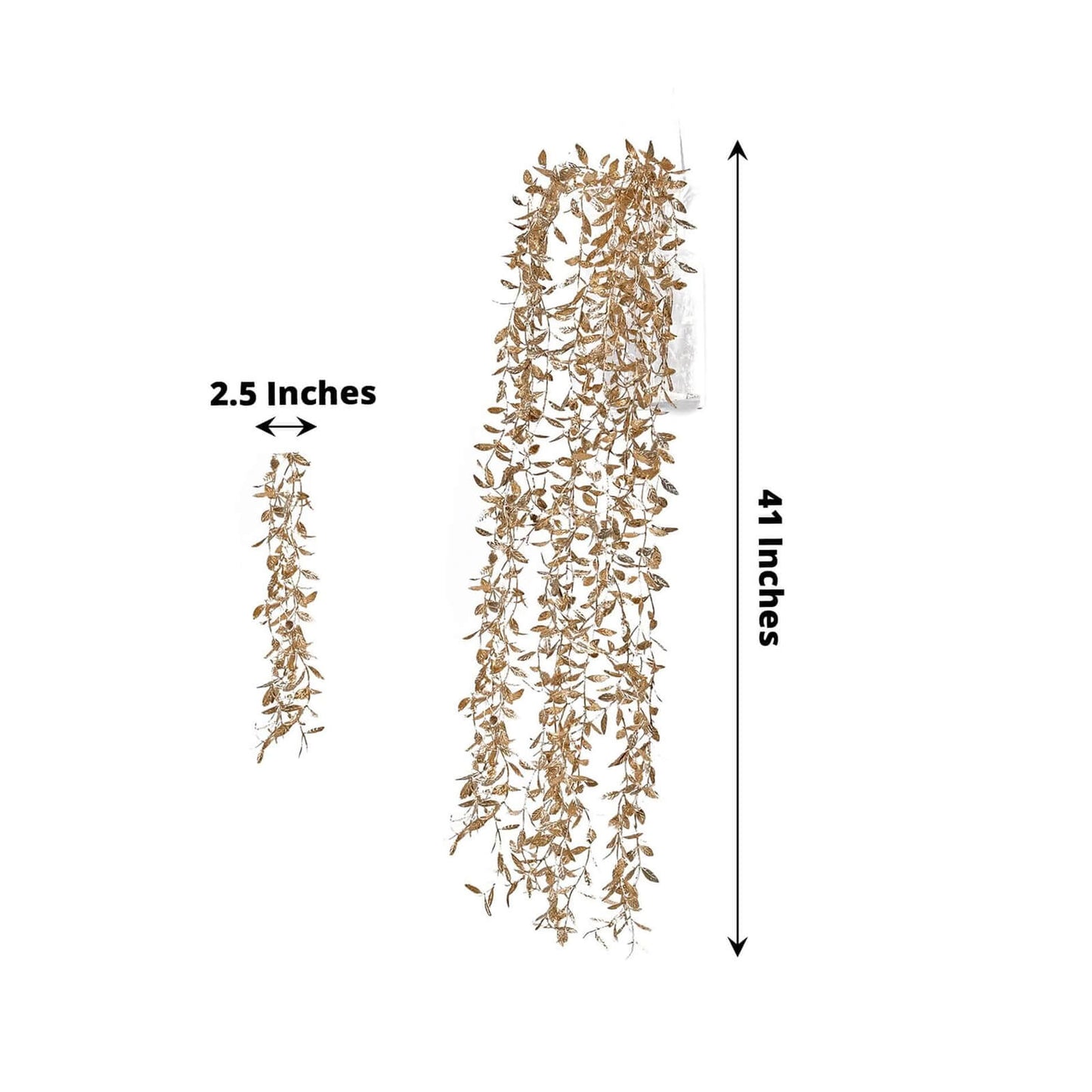 2-Pack Artificial Hanging Ivy Leaf Stem Garlands Metallic Gold - UV Resistant & Maintenance Free Faux Decorative Willow Vines 41"