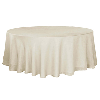 Faux Linen 108" Round Tablecloth Beige - Slubby Textured & Wrinkle Resistant Table Cover - Linen Luxes