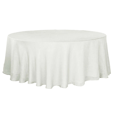 Faux Linen 108" Round Tablecloth White - Slubby Textured & Wrinkle Resistant for Banquets and Receptions - Linen Luxes