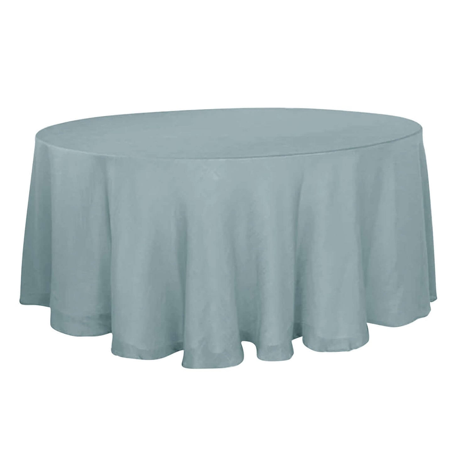 Faux Linen 120" Round Tablecloth Dusty Blue - Slubby Texture Wrinkle - Resistant Seamless Table Cover - Linen Luxes