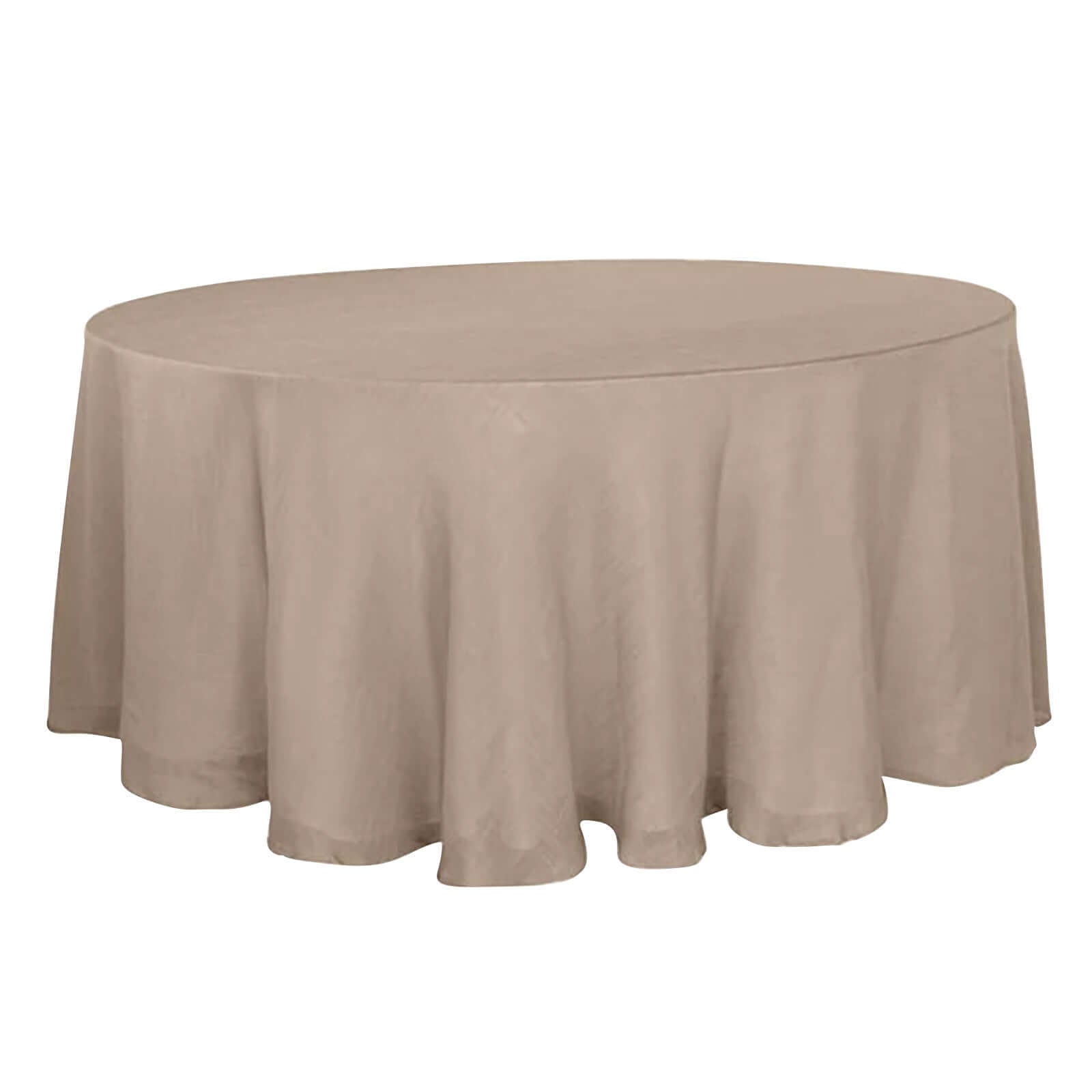 Faux Linen 120" Round Tablecloth Taupe - Slubby Texture Wrinkle - Resistant Seamless Table Cover - Linen Luxes