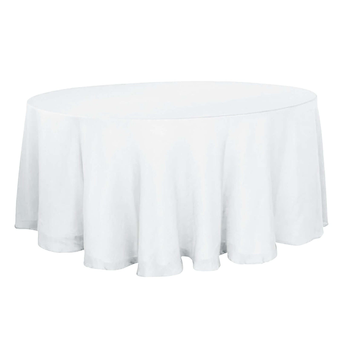 Faux Linen 120" Round Tablecloth White - Modern Slubby Texture with Wrinkle - Resistant Appeal Seamless Table Cover - Linen Luxes