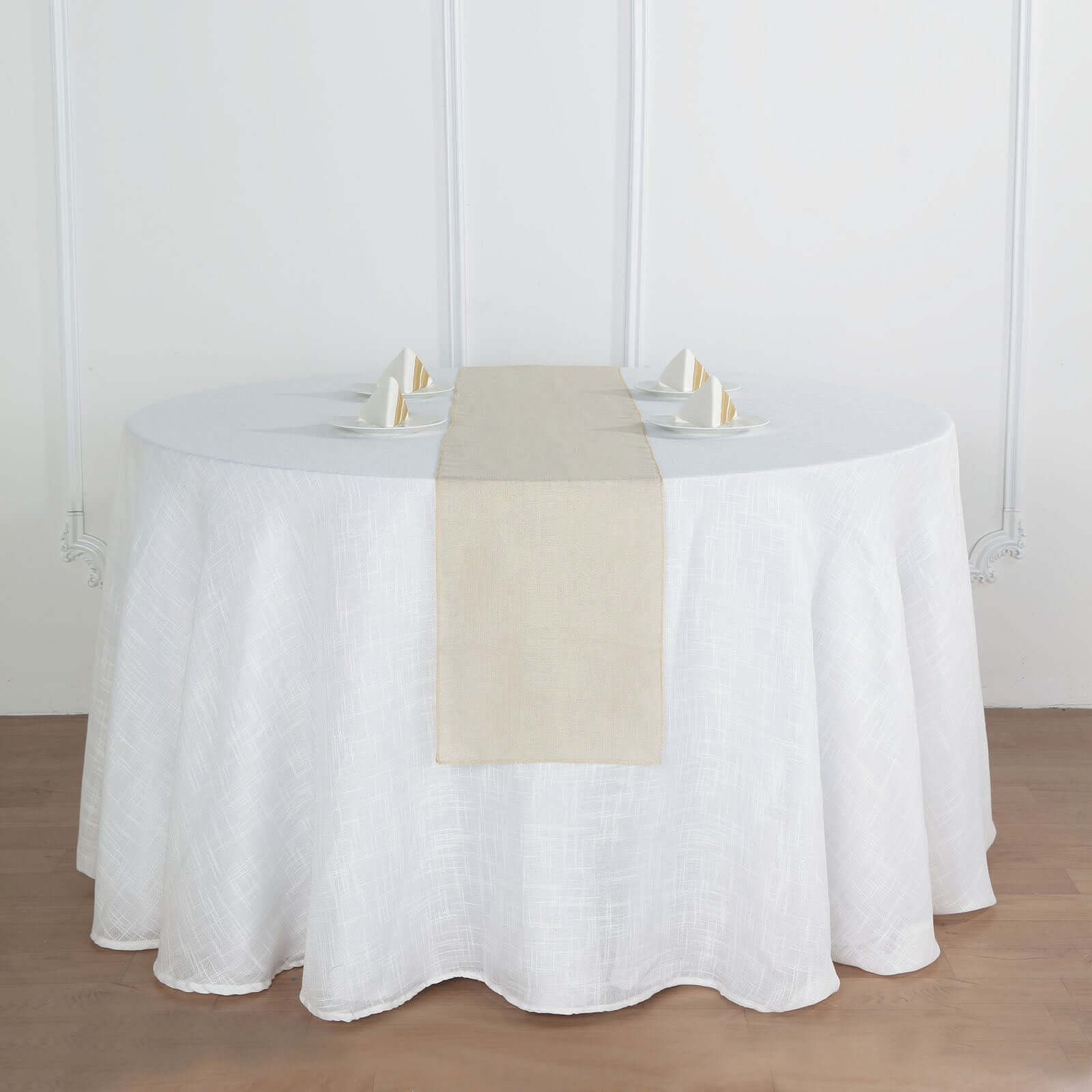 Faux Linen 12"x108" Table Runner Beige - Slubby Textured & Wrinkle Resistant Table Decor - Linen Luxes