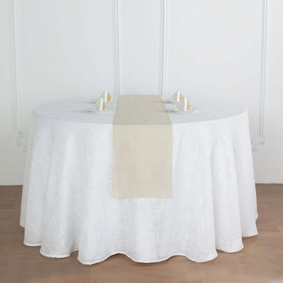 Faux Linen 12"x108" Table Runner Beige - Slubby Textured & Wrinkle Resistant Table Decor - Linen Luxes