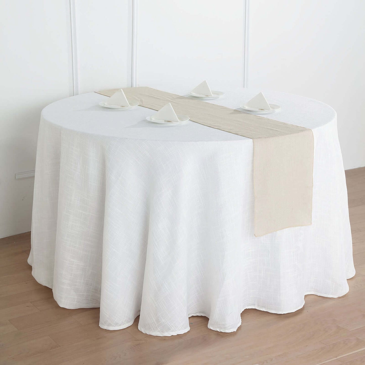 Faux Linen 12"x108" Table Runner Beige - Slubby Textured & Wrinkle Resistant Table Decor - Linen Luxes