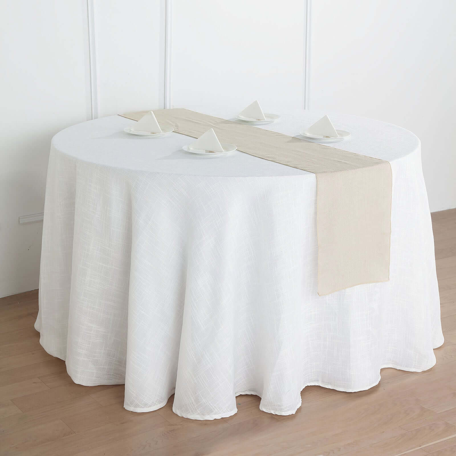 Faux Linen 12"x108" Table Runner Beige - Slubby Textured & Wrinkle Resistant Table Decor - Linen Luxes