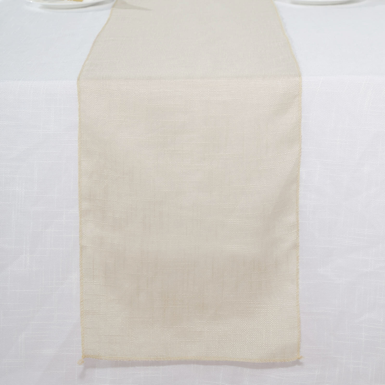 Faux Linen 12"x108" Table Runner Beige - Slubby Textured & Wrinkle Resistant Table Decor - Linen Luxes