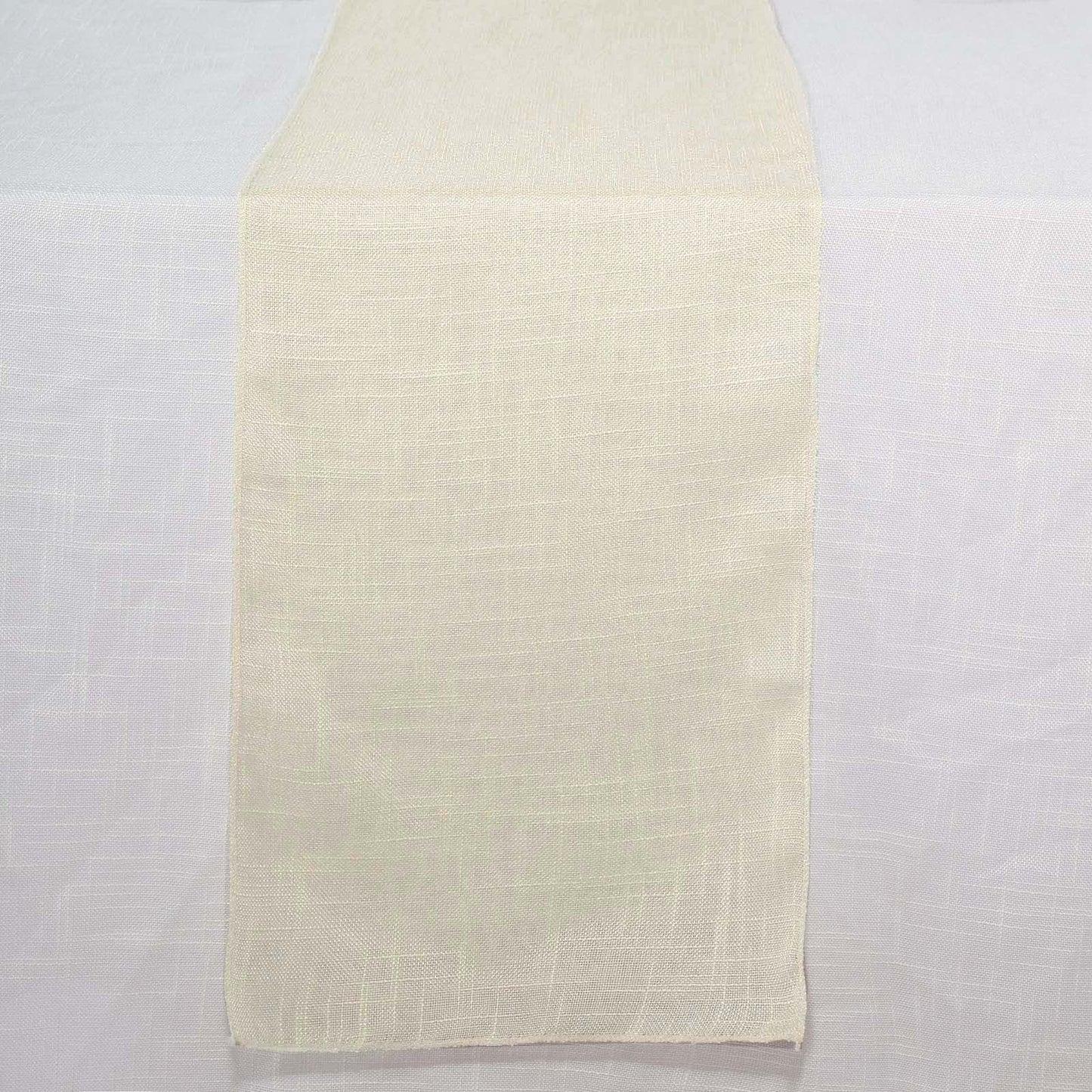 Faux Linen 12"x108" Table Runner Ivory - Slubby Textured & Wrinkle Resistant Table Decor - Linen Luxes