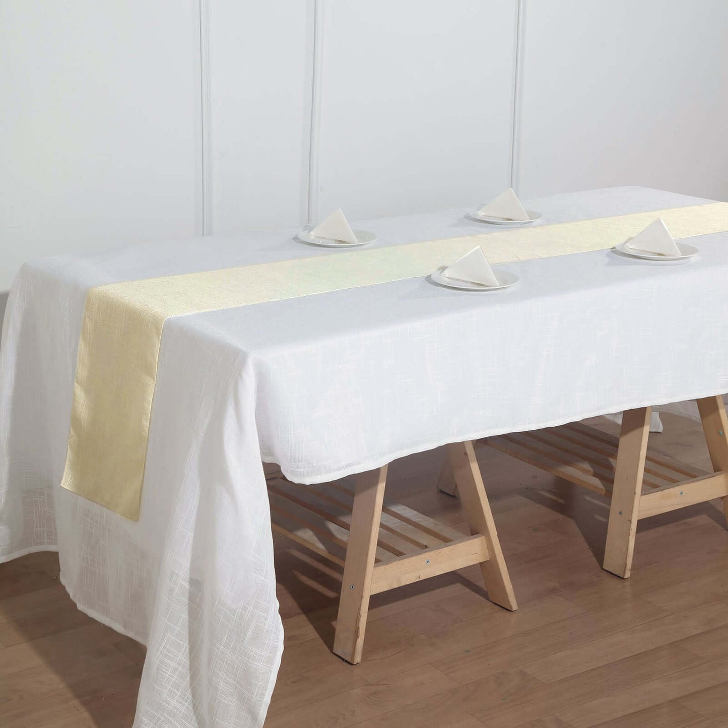Faux Linen 12"x108" Table Runner Ivory - Slubby Textured & Wrinkle Resistant Table Decor - Linen Luxes