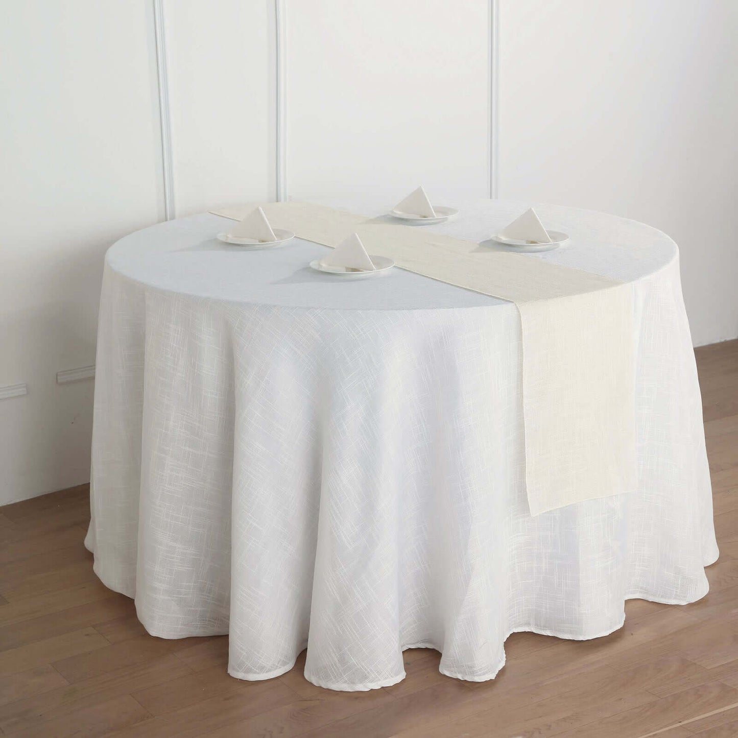Faux Linen 12"x108" Table Runner Ivory - Slubby Textured & Wrinkle Resistant Table Decor - Linen Luxes
