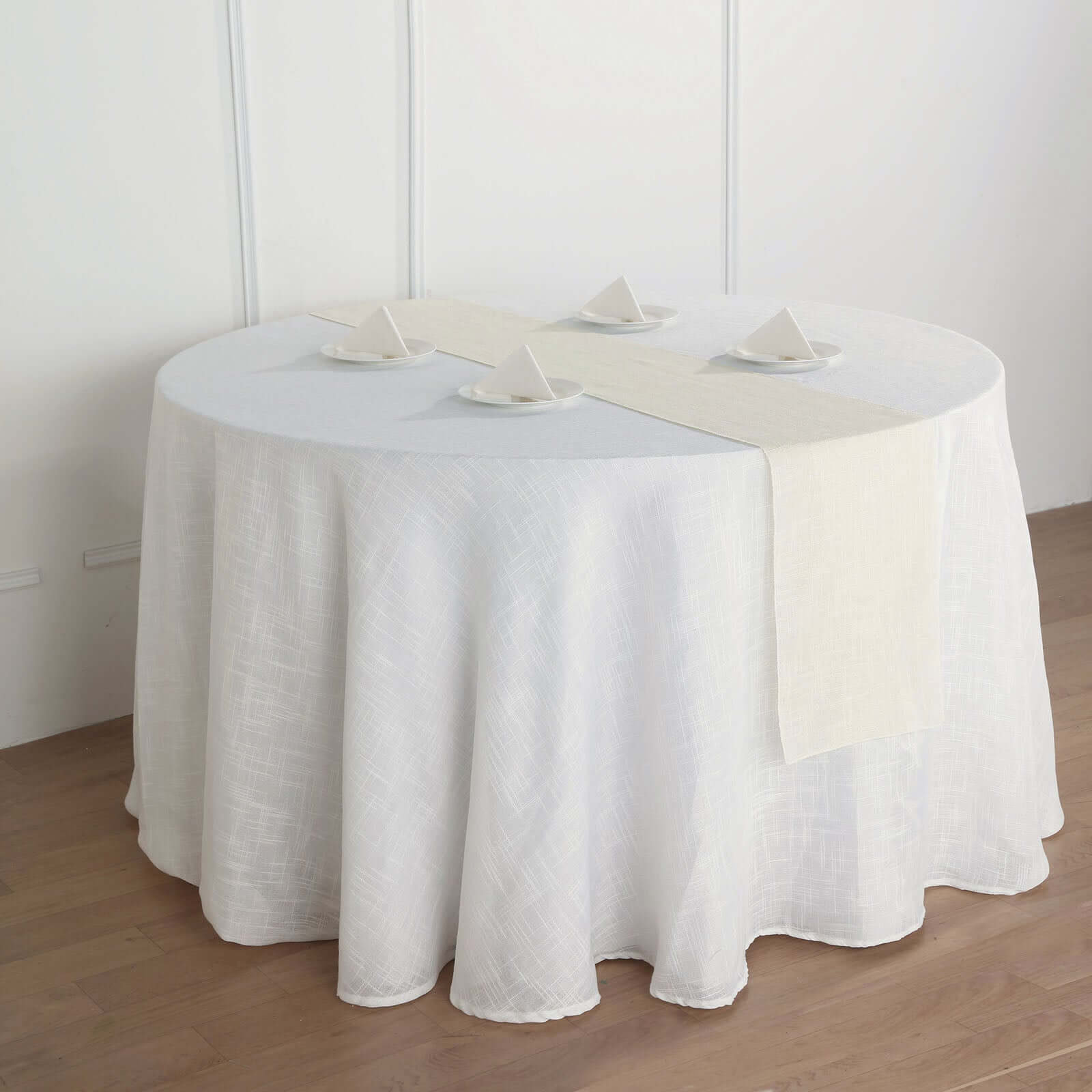 Faux Linen 12"x108" Table Runner Ivory - Slubby Textured & Wrinkle Resistant Table Decor - Linen Luxes