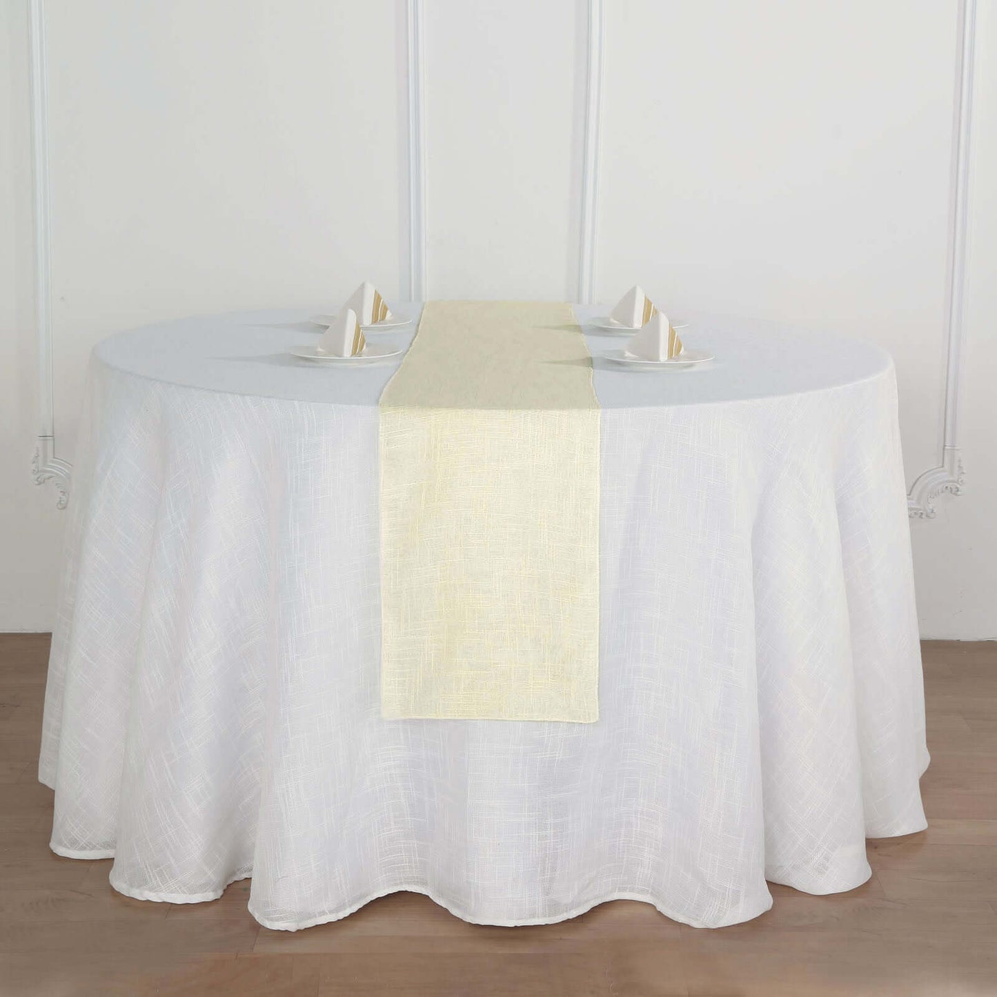 Faux Linen 12"x108" Table Runner Ivory - Slubby Textured & Wrinkle Resistant Table Decor - Linen Luxes