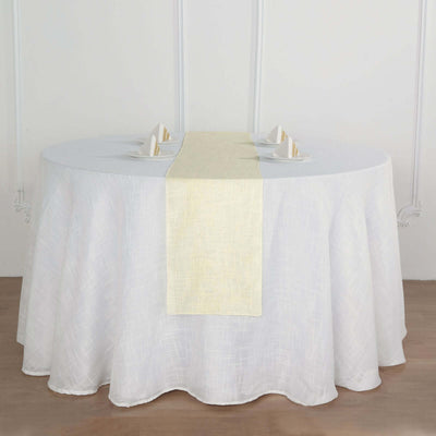 Faux Linen 12"x108" Table Runner Ivory - Slubby Textured & Wrinkle Resistant Table Decor - Linen Luxes