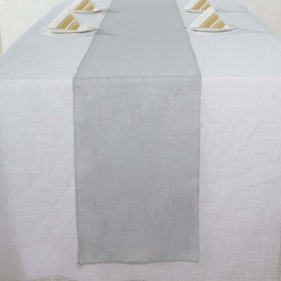 Faux Linen 12"x108" Table Runner Silver - Slubby Textured & Wrinkle Resistant Table Decor - Linen Luxes