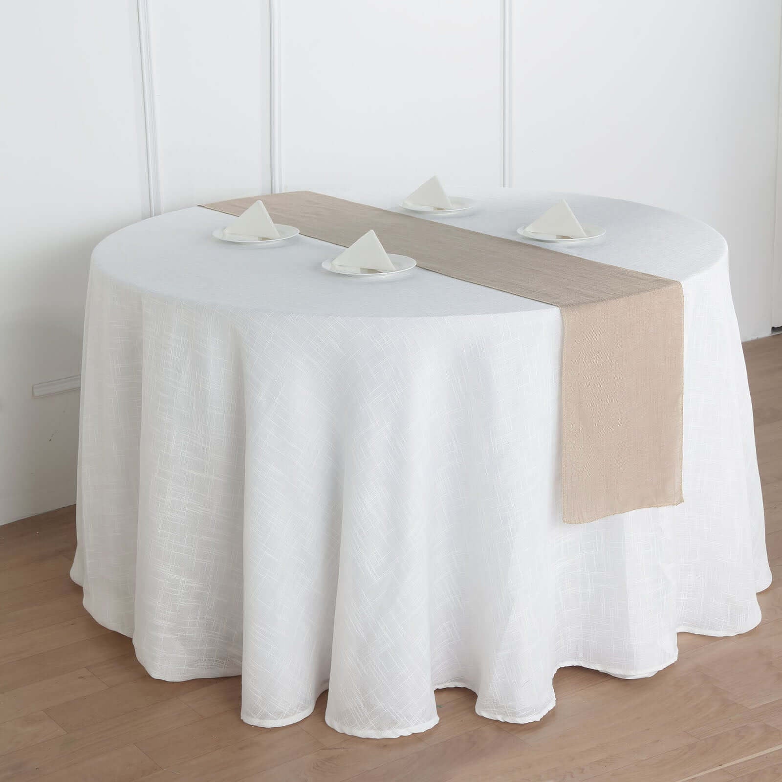 Faux Linen 12"x108" Table Runner Taupe - Slubby Textured & Wrinkle Resistant Table Decor - Linen Luxes