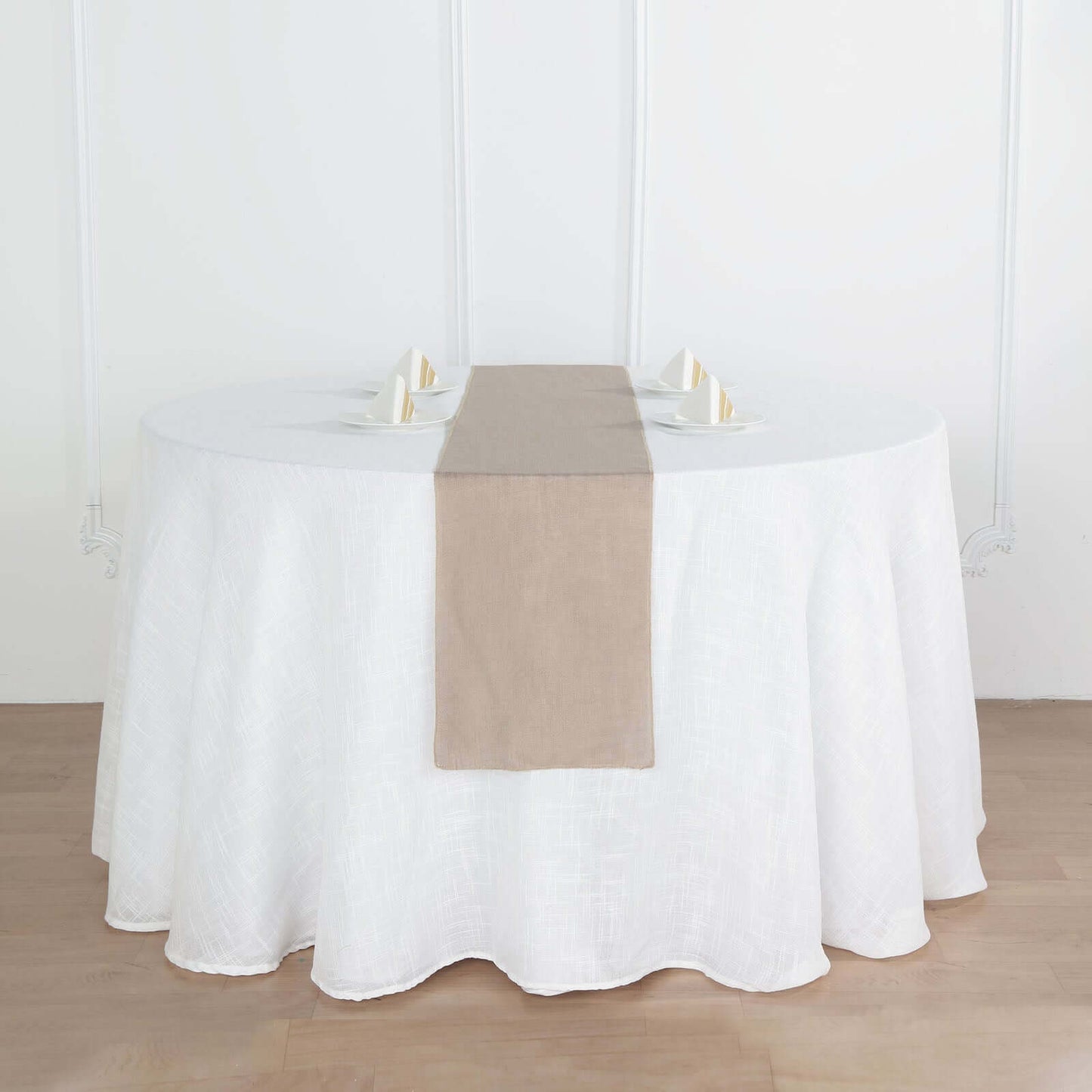 Faux Linen 12"x108" Table Runner Taupe - Slubby Textured & Wrinkle Resistant Table Decor - Linen Luxes