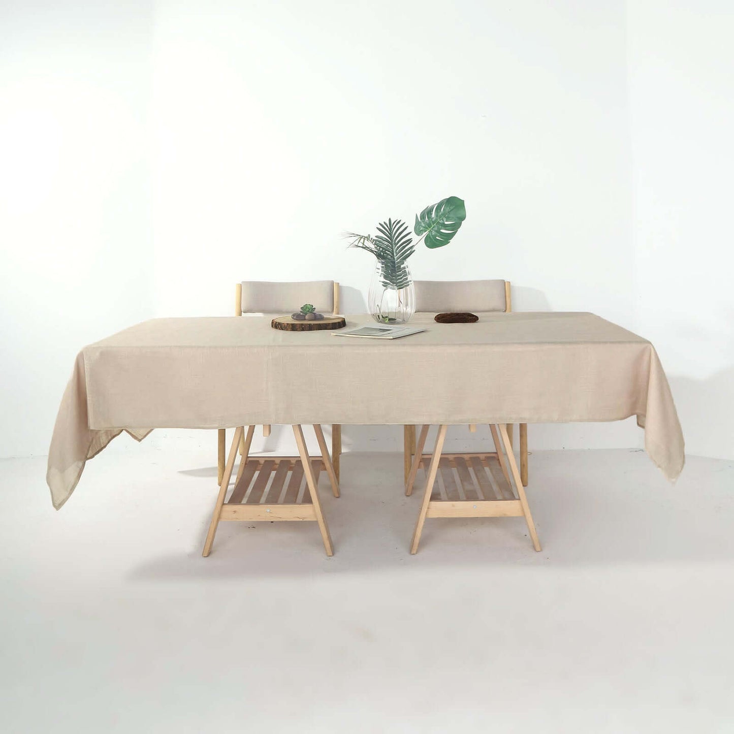 Faux Linen 60"x102" Rectangular Tablecloth Beige - Slubby Textured & Wrinkle Resistant Table Cover - Linen Luxes