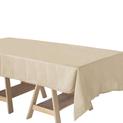 Faux Linen 60"x102" Rectangular Tablecloth Beige - Slubby Textured & Wrinkle Resistant Table Cover - Linen Luxes