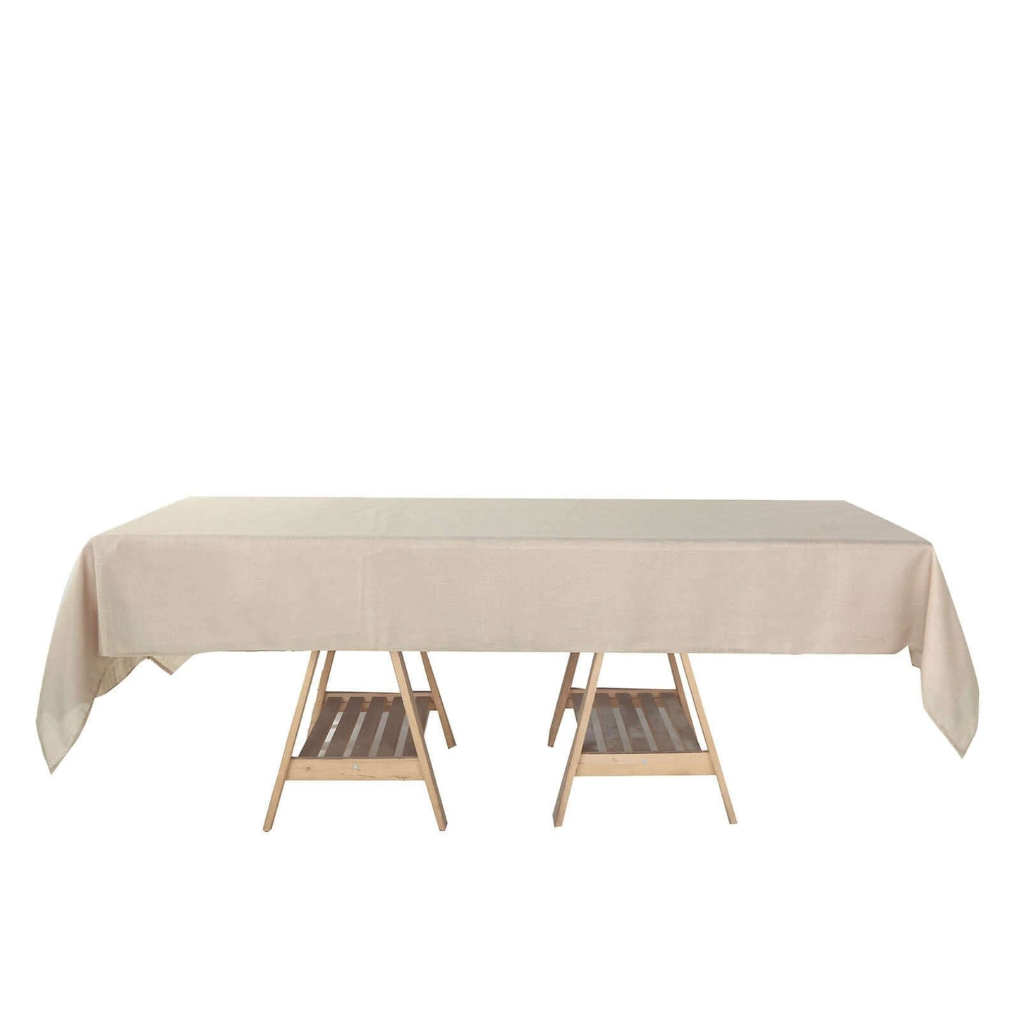 Faux Linen 60"x102" Rectangular Tablecloth Beige - Slubby Textured & Wrinkle Resistant Table Cover - Linen Luxes