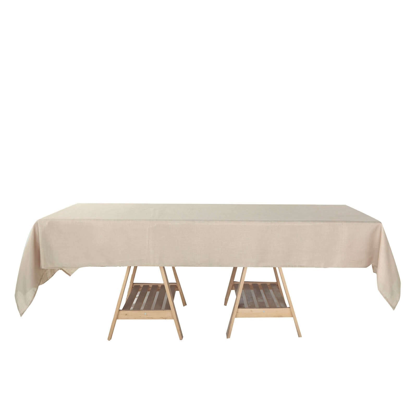 Faux Linen 60"x102" Rectangular Tablecloth Beige - Slubby Textured & Wrinkle Resistant Table Cover - Linen Luxes