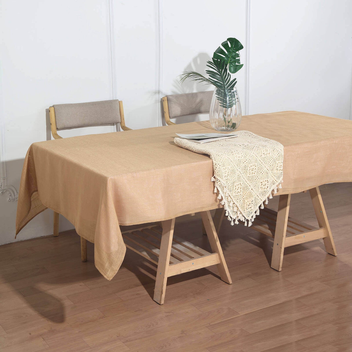 Faux Linen 60"x102" Rectangular Tablecloth Natural - Slubby Textured & Wrinkle Resistant Table Cover - Linen Luxes