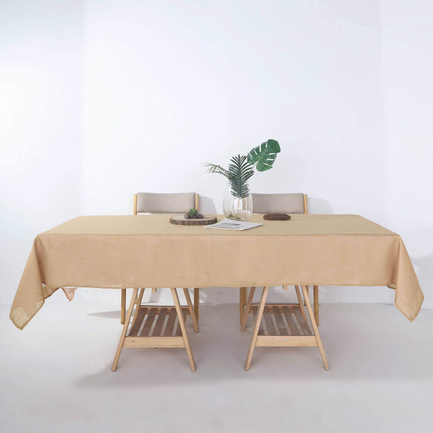 Faux Linen 60"x102" Rectangular Tablecloth Natural - Slubby Textured & Wrinkle Resistant Table Cover - Linen Luxes