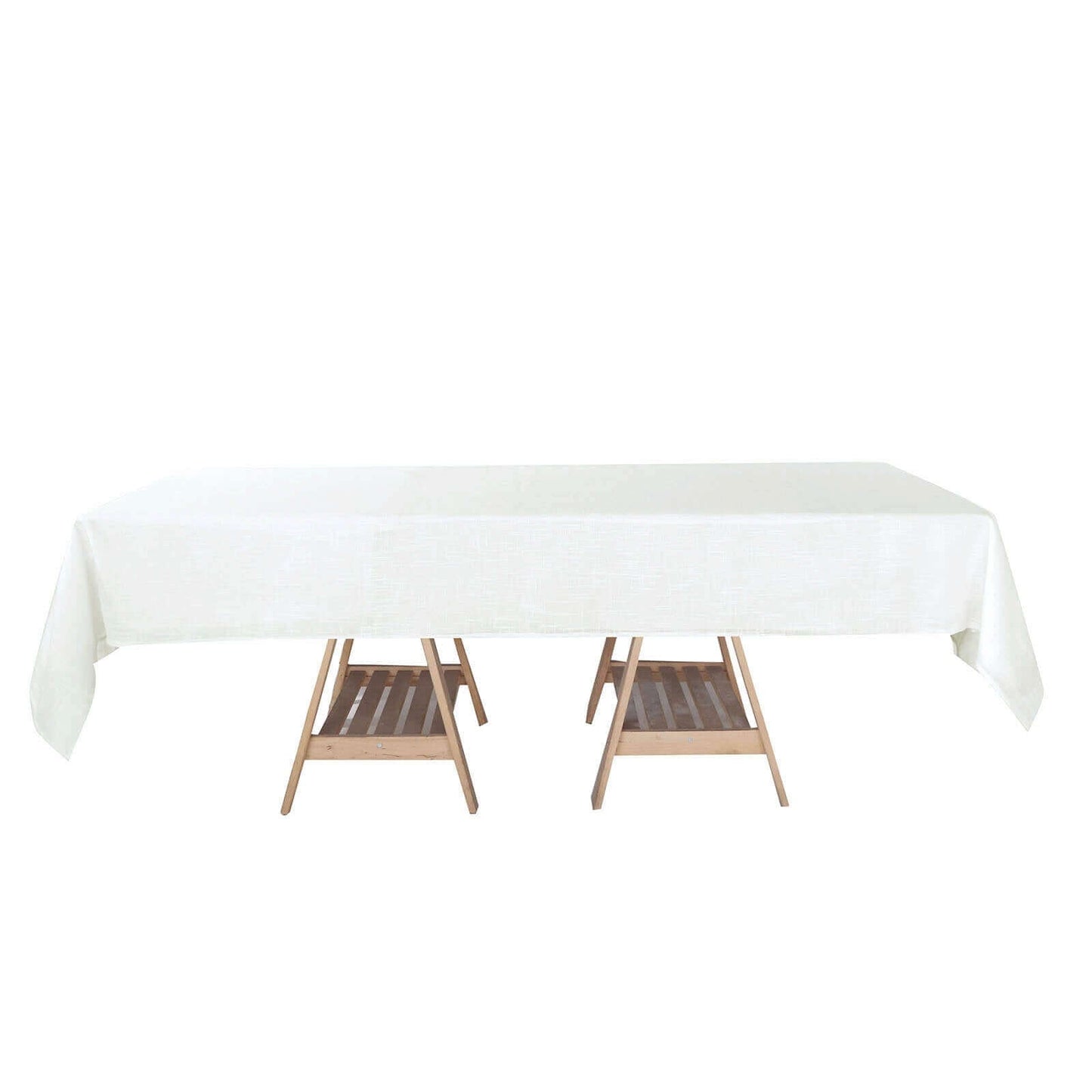Faux Linen 60"x102" Rectangular Tablecloth White - Slubby Textured & Wrinkle Resistant Table Cover for Weddings and Special Events - Linen Luxes