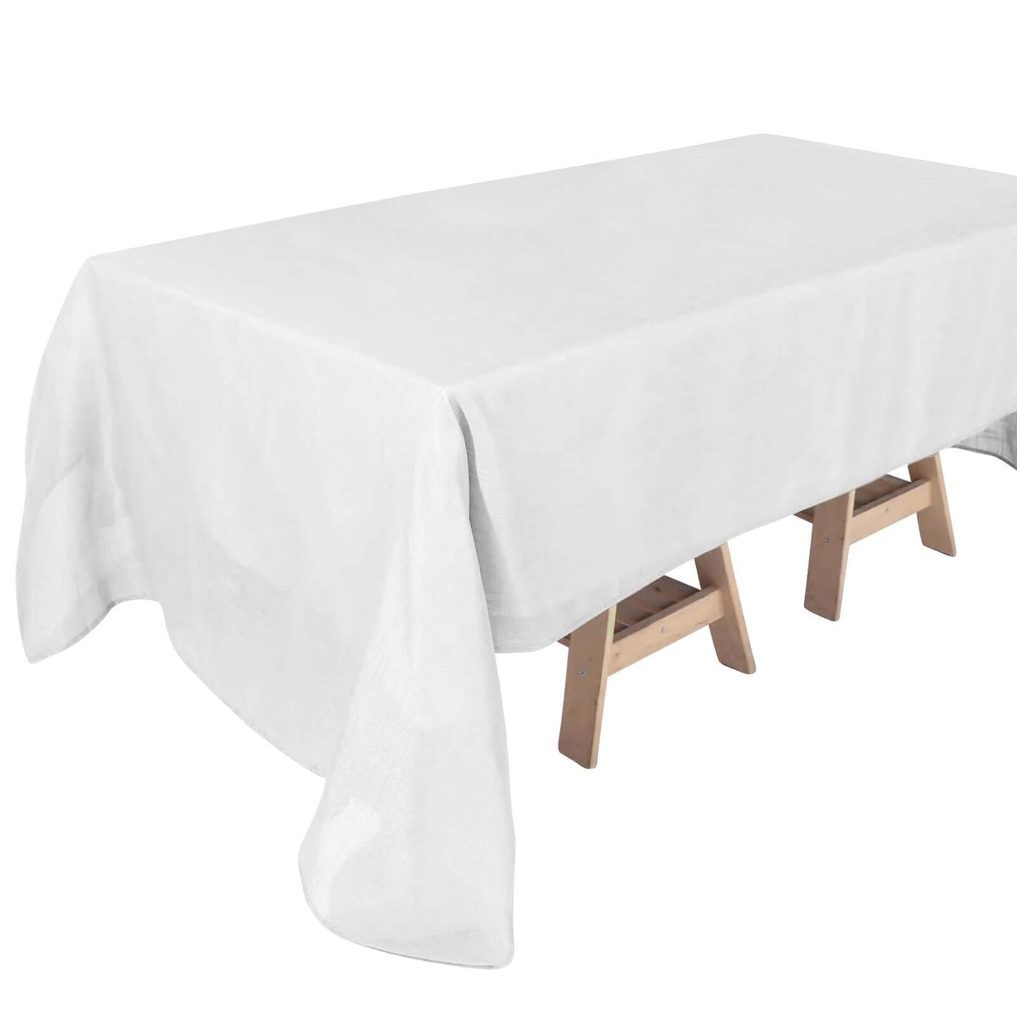 Faux Linen 60"x126" Rectangular Tablecloth White - Slubby Textured & Wrinkle Resistant for Weddings and Special Events - Linen Luxes