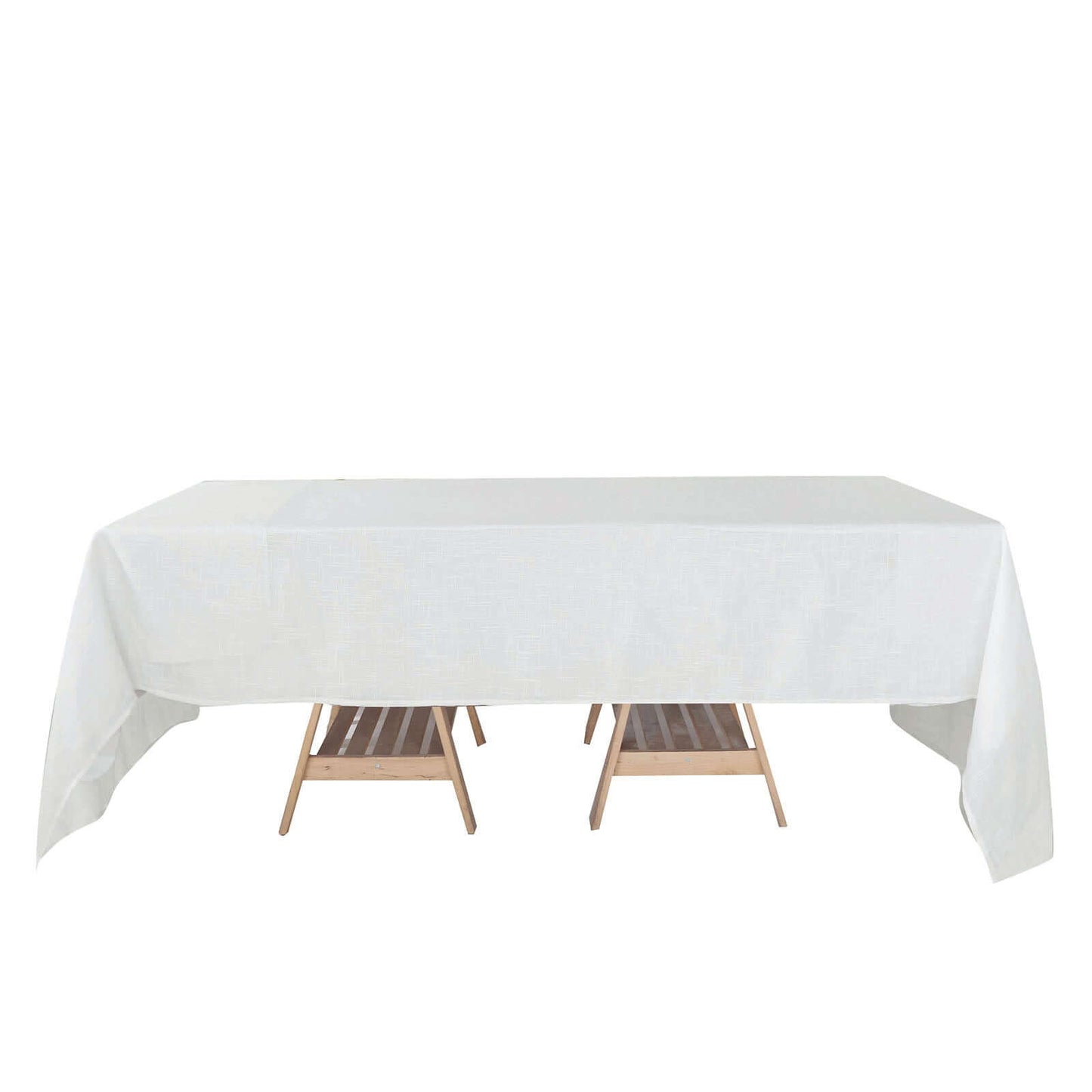 Faux Linen 60"x126" Rectangular Tablecloth White - Slubby Textured & Wrinkle Resistant for Weddings and Special Events - Linen Luxes