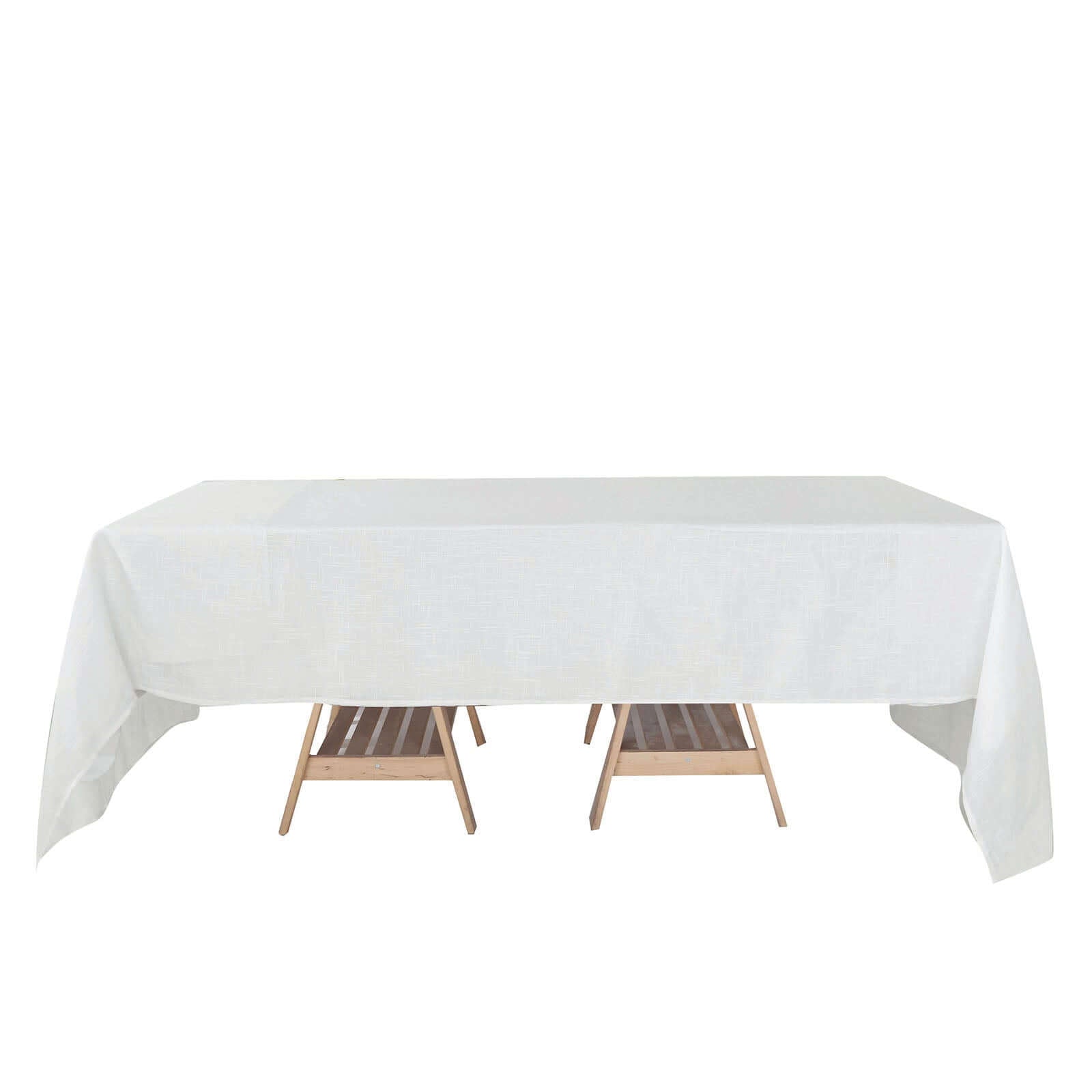 Faux Linen 60"x126" Rectangular Tablecloth White - Slubby Textured & Wrinkle Resistant for Weddings and Special Events - Linen Luxes