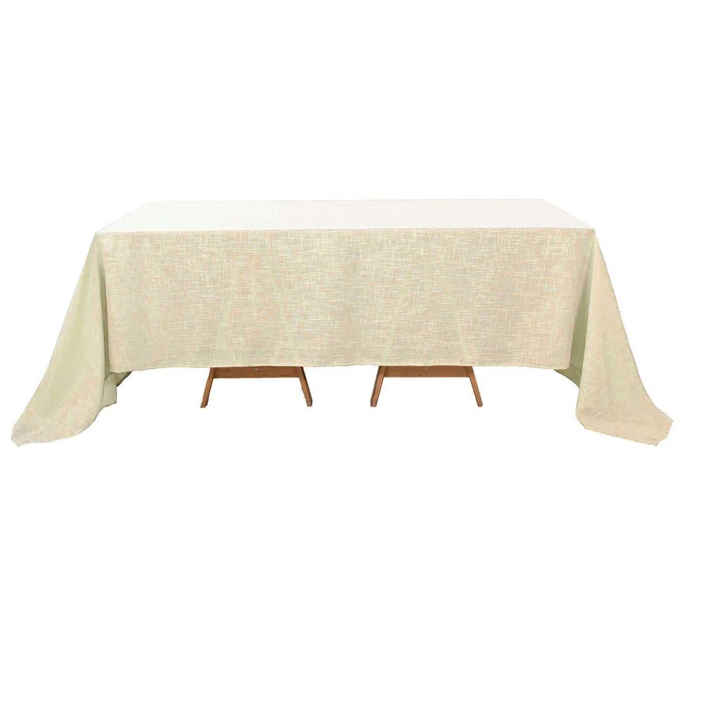 Faux Linen 90"x132" Rectangular Tablecloth Beige - Slubby Texture Wrinkle - Resistant Seamless Table Cover - Linen Luxes