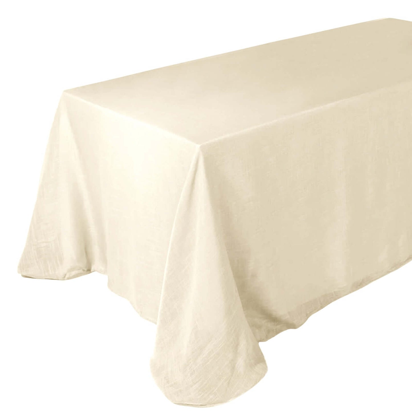 Faux Linen 90"x132" Rectangular Tablecloth Beige - Slubby Texture Wrinkle - Resistant Seamless Table Cover - Linen Luxes