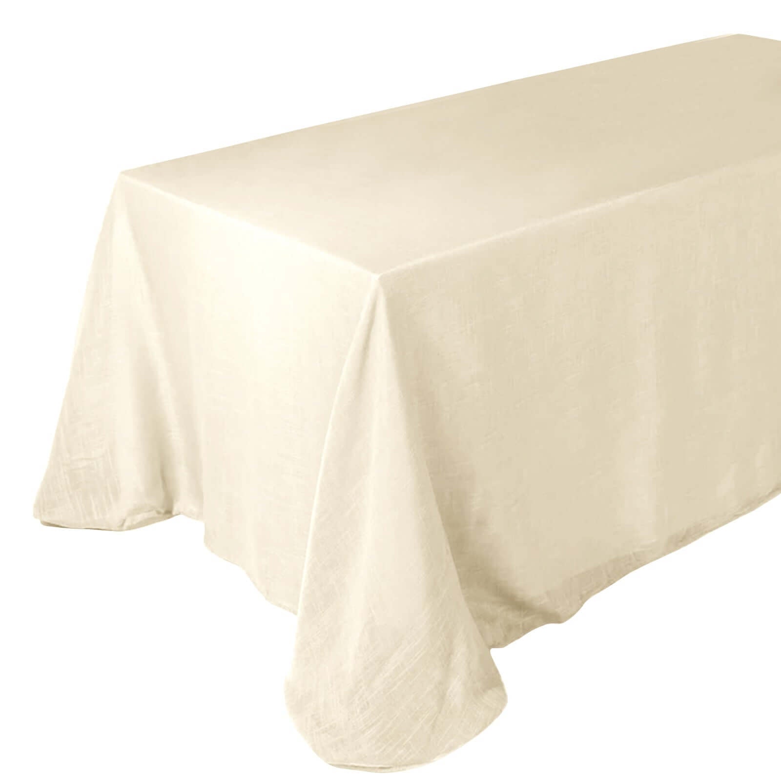 Faux Linen 90"x132" Rectangular Tablecloth Beige - Slubby Texture Wrinkle - Resistant Seamless Table Cover - Linen Luxes