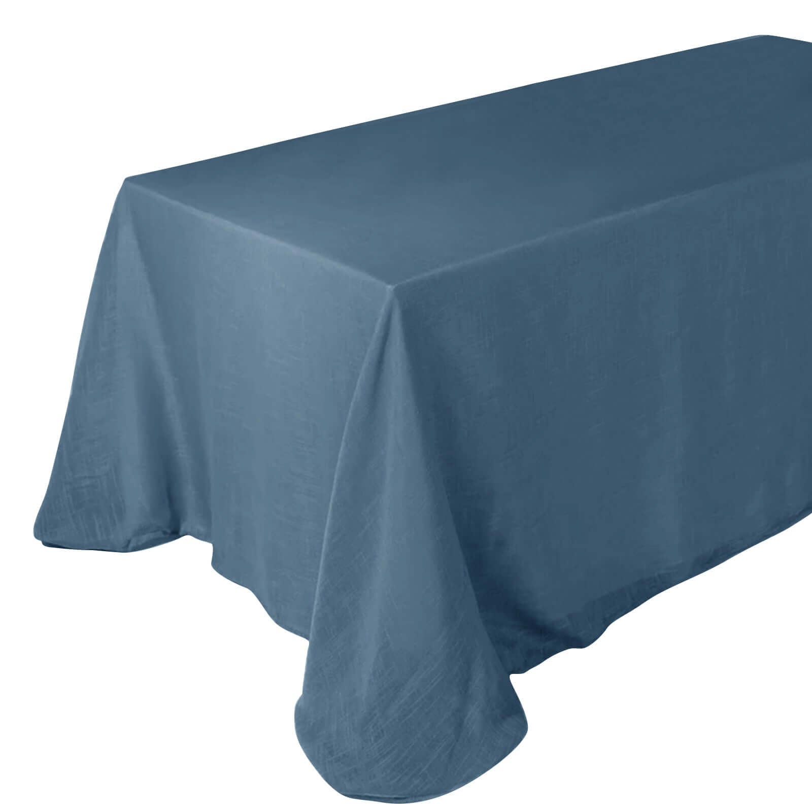 Faux Linen 90"x132" Rectangular Tablecloth Blue - Slubby Texture Wrinkle - Resistant Seamless Table Cover - Linen Luxes