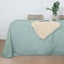 Faux Linen 90"x132" Rectangular Tablecloth Dusty Blue - Slubby Texture Wrinkle - Resistant Seamless Table Cover - Linen Luxes