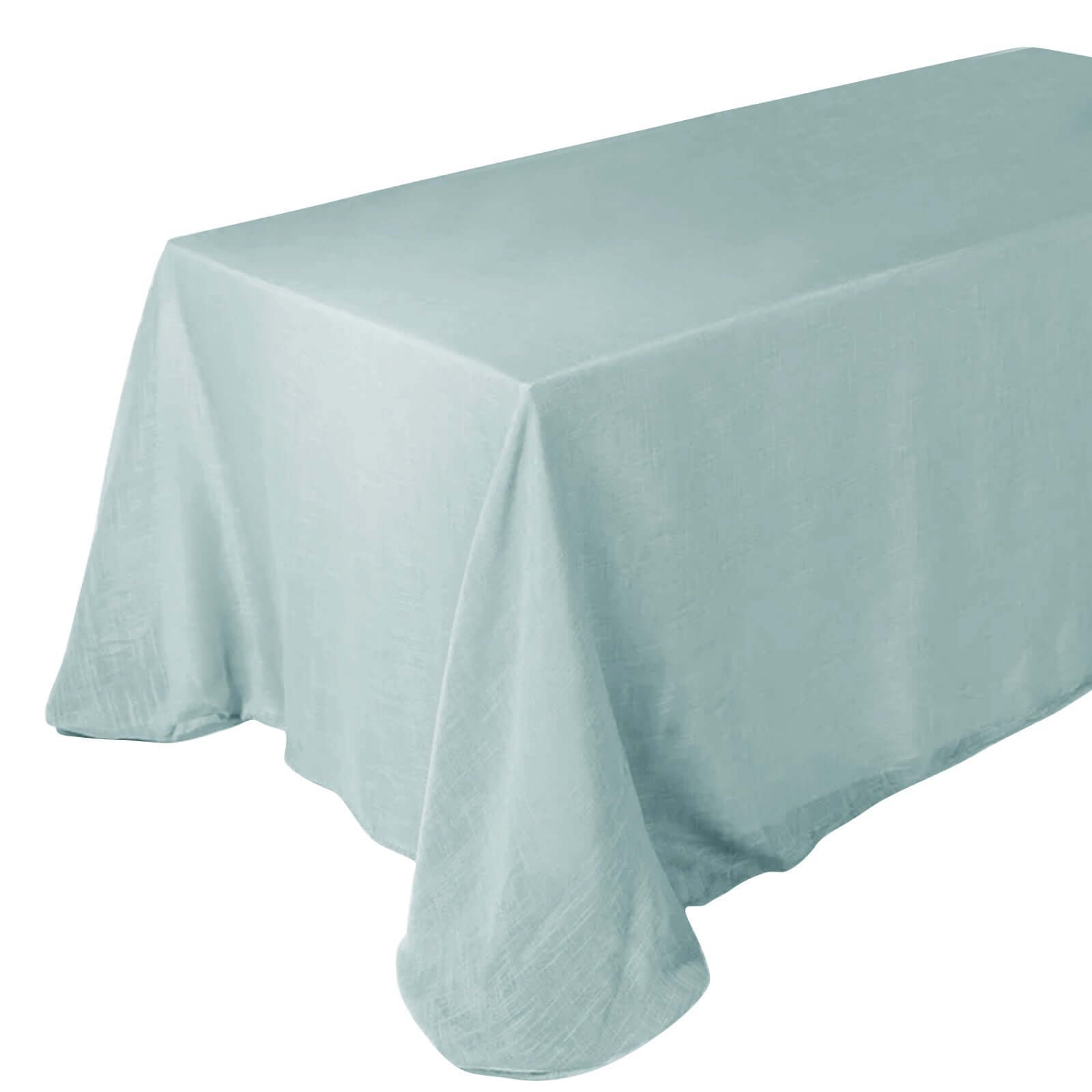 Faux Linen 90"x132" Rectangular Tablecloth Dusty Blue - Slubby Texture Wrinkle - Resistant Seamless Table Cover - Linen Luxes