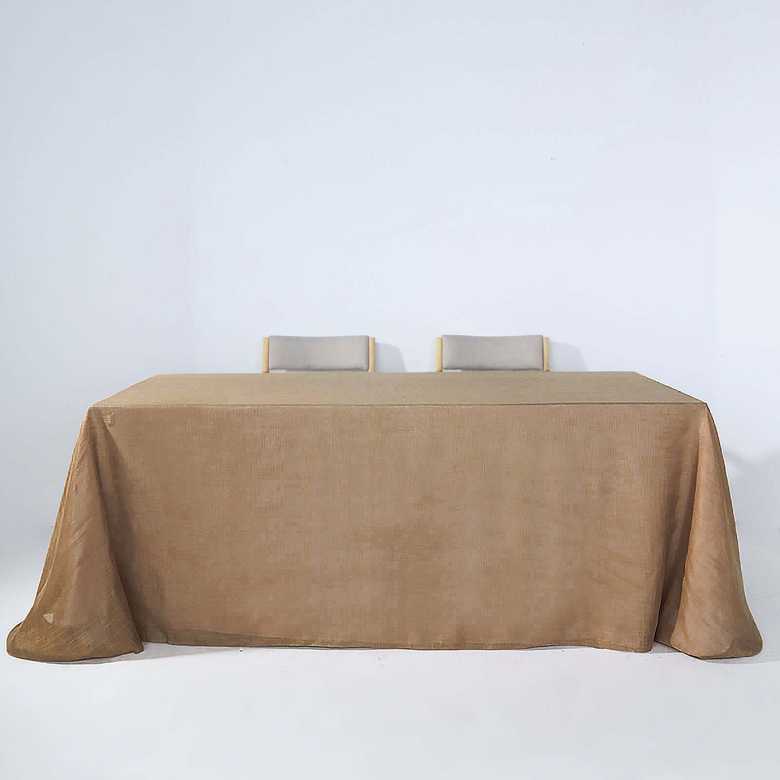 Faux Linen 90"x132" Rectangular Tablecloth Natural - Slubby Texture Wrinkle - Resistant Seamless Table Cover - Linen Luxes