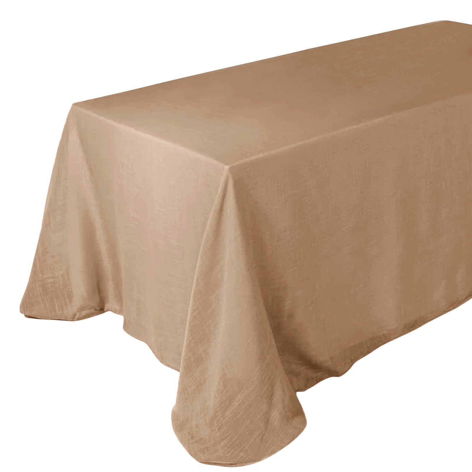 Faux Linen 90"x132" Rectangular Tablecloth Natural - Slubby Texture Wrinkle - Resistant Seamless Table Cover - Linen Luxes